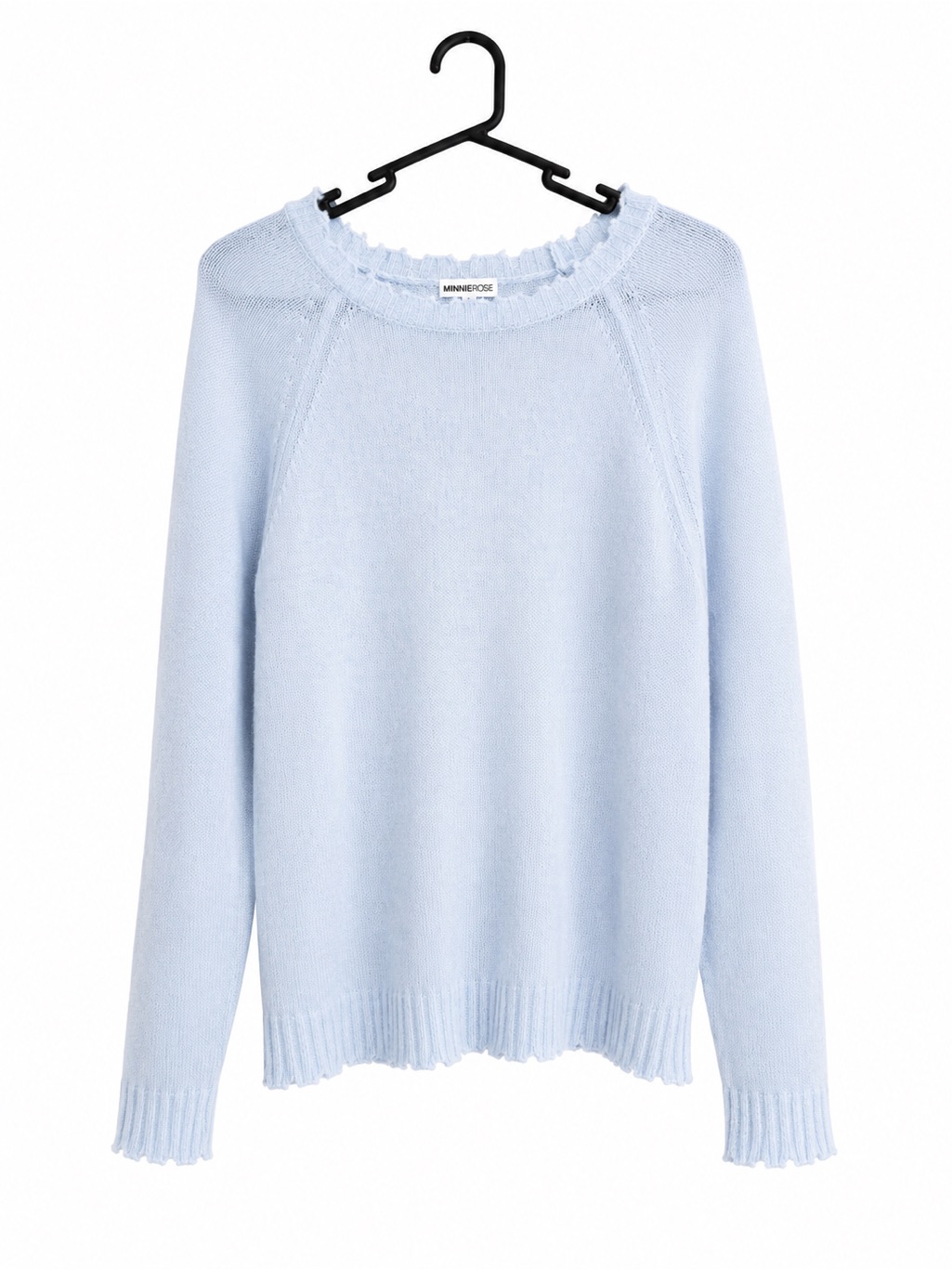 Minnie Rose 100% Cashmere Sweater Light Baby Blue S